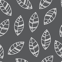 Grey seamless leaves pattern. Illustration for print, card, wallpaper, banner