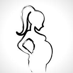 Pregnant woman symbol, stylized vector sketch