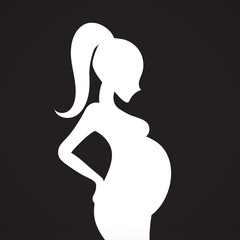 Pregnant woman silhouette isolated on black background. Vector illustration