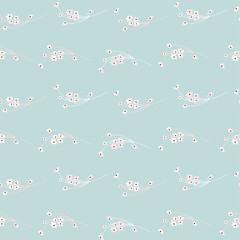 Soft Floral Seamless Pattern with hand drawn doodle small-scale flowers. Delicate romantic background for wallpaper, textile, wrapping paper, invitation cards, nursery, apparel. Vector