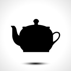 Teapot , kettle, tea kettle vector icon and silhouette isolated on white background