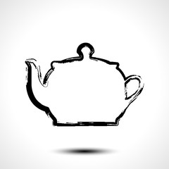 Teapot , kettle, tea kettle icon, stylized vector sketch on white background