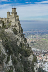 Fototapeta na wymiar Fortress of Guaita on Mount Titano, San Marino