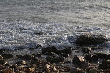 waves hitting rocks