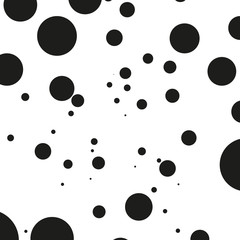 Background with circles, dots and points of different scale. Abstract geometric pattern. Black and white vector illustration
