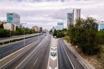 M30 Motorway in Madrid a cloudy day