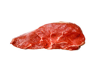 Ramp (rump) beef marbled steak on white background, isolated