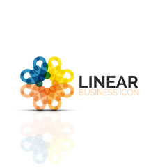 Abstract flower or star, linear thin line icon. Minimalistic business geometric shape symbol created with line segments