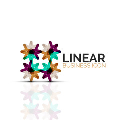 Fototapeta premium Abstract flower or star, linear thin line icon. Minimalistic business geometric shape symbol created with line segments