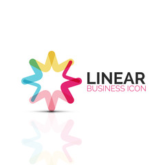 Abstract flower or star, linear thin line icon. Minimalistic business geometric shape symbol created with line segments