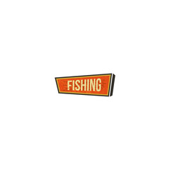 Vintage Hand drawn camping sign, travel badge - fishing. Old retro style. Camping sign for print, t shirt, tee designs. Stock vector illustration isolated on white background