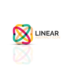 Abstract flower or star minimalistic linear icon, thin line geometric flat symbol for business icon design, abstract button or emblem