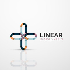 Abstract flower or star minimalistic linear icon, thin line geometric flat symbol for business icon design, abstract button or emblem