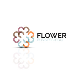 Abstract flower or star minimalistic linear icon, thin line geometric flat symbol for business icon design, abstract button or emblem