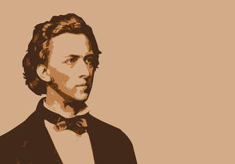 Chopin - musicien - portrait - personnage célèbre - piano - pianiste - musique - célèbre - musique classique - obrazy, fototapety, plakaty