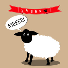 Sheep say sleepy. sheep with speech bubble. illustration design