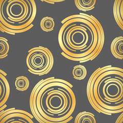 Classic seamless gold glitter pattern circle ornate. Seamless circles background.