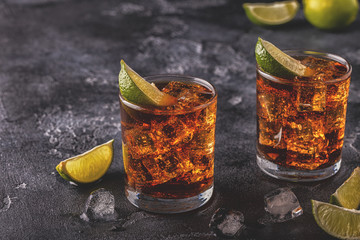 Rum and Cola Cuba Libre with Lime and Ice