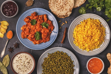 Traditional Indian curry with chicken.