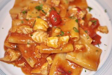 Paccheri pasta with grouper