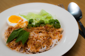 Thai vermicelli eaten with curry