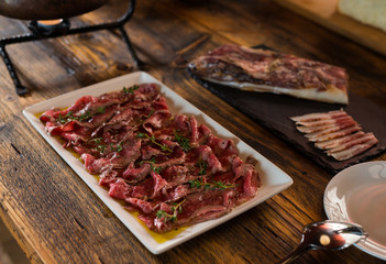 Beef Carpaccio on the table