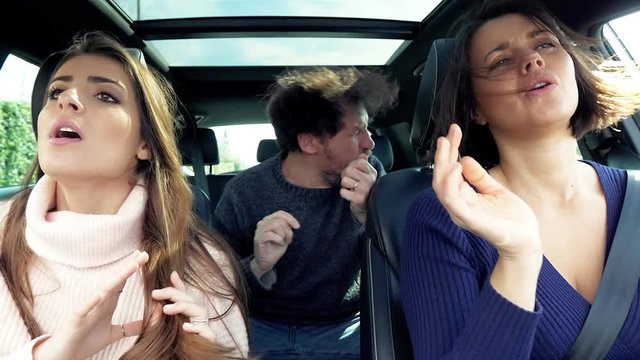People dancing while driving getting into accident car crash slow motion
