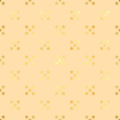 Abstract vector modern seamless pattern with gold confetti stars. Vector illustration.Shiny background. Texture of gold foil.