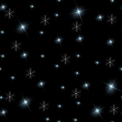 Fototapeta premium Realistic seamless vector image of the night sky with stars and galaxies. Star seamless