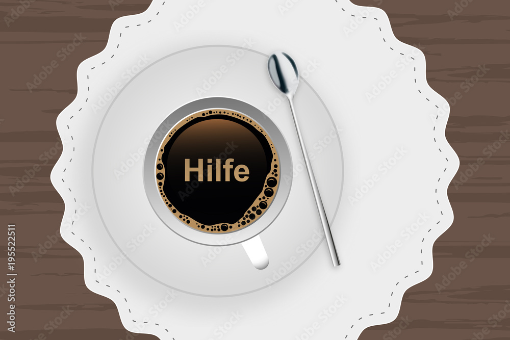 Poster Kaffeetasse mit Untertasse - Hilfe