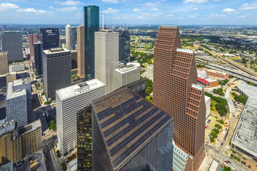 Fototapeta premium aerial of modern buildings in downtown Houston