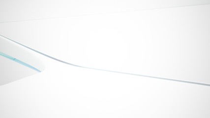 Abstract white and colored gradient glasses interior multilevel public space with window. 3D illustration and rendering.