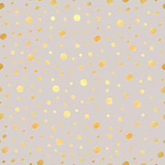 Classic dotted seamless gold pattern. Polka dot ornate