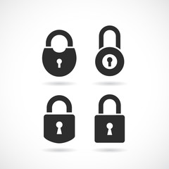 Old door padlock vector icon set