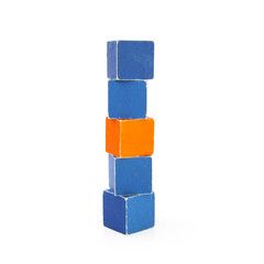 Cubes tower isolated on white background