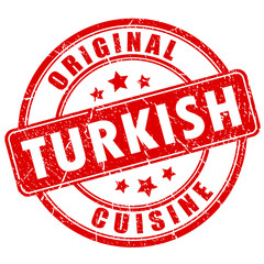 Turkish cuisine vector round stamp