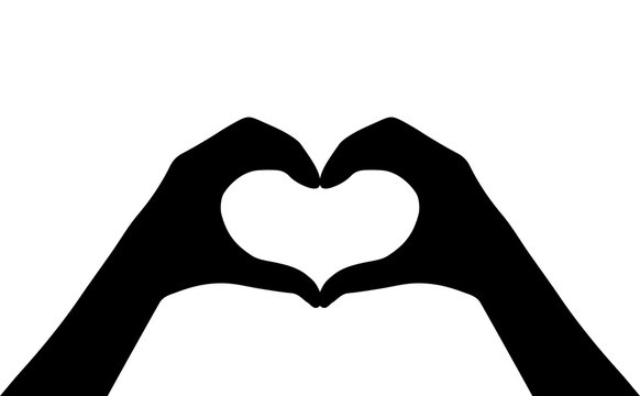 Hands heart vector silhouette icon