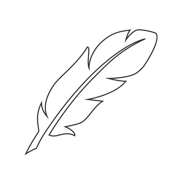 Outline white feather vector icon