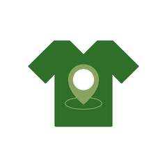 Fototapeta premium T-shirt store location icon. Map pointer. Tee shirt template. Vector isolated illustration.