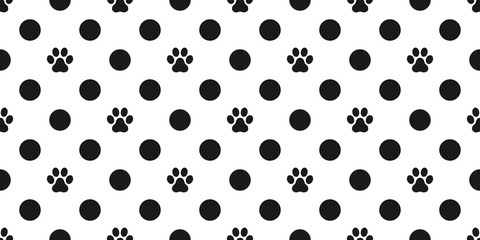 Dog Paw Seamless Pattern vector Cat paw footprint isolated polka dot wallpaper background white