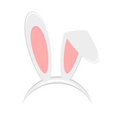 Easter bunny ears mask isolated on white background. Rabbit ear spring hat in flat style. Headdress, costume isolated element for the celebration of Easter. Vector illustration
