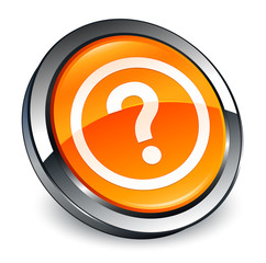 Question icon 3d orange round button