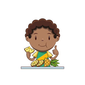 Boy Eating Pineapple