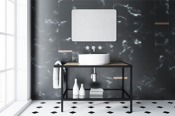 Black marble bathroom sink