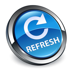 Refresh (rotate arrow icon) 3d blue round button