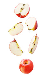 Falling apple isolated on white