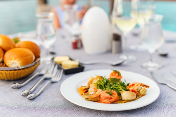 Delicious seafood lunch