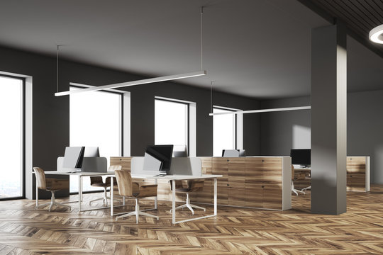 Dark and wooden office corner