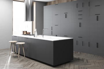 Dark gray kitchen corner, bar