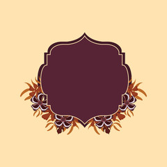 arabic style Frame with decorative wreath of tropical flowers over yellow background, colorful design vector illustration